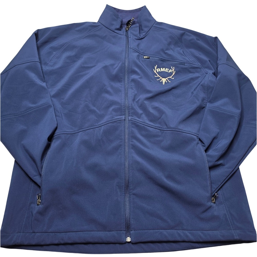 Ouray Sportswear RMEF Navy Blue Softshell Jacket Mens XXL Full Zip 74013